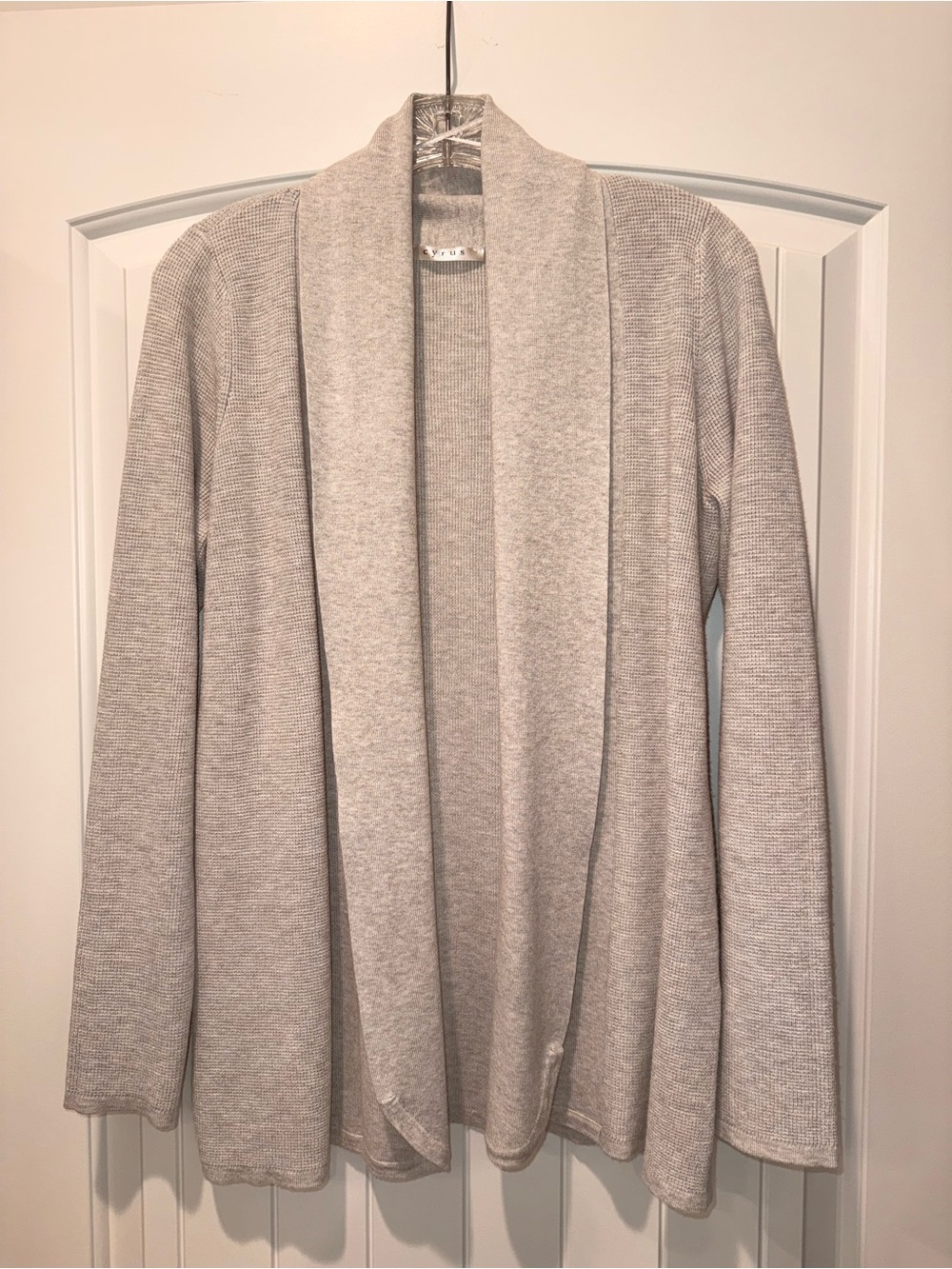 Cyrus Light Gray Open-Front Shawl Collar Cardigan